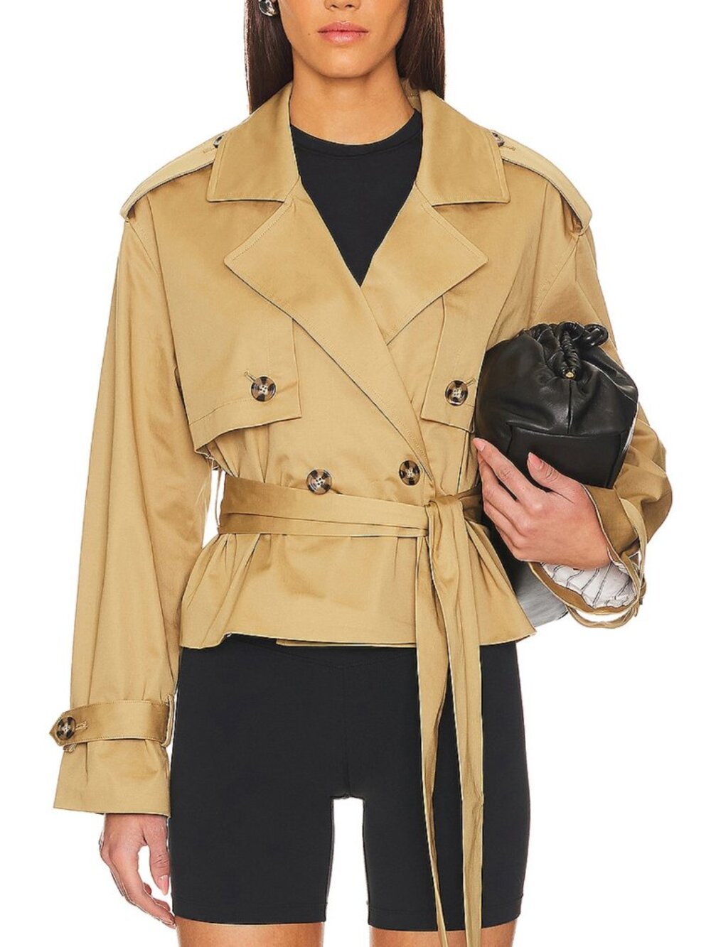 Favorite Daughter The Cropped Charles Trench Coat Large Sand Casual